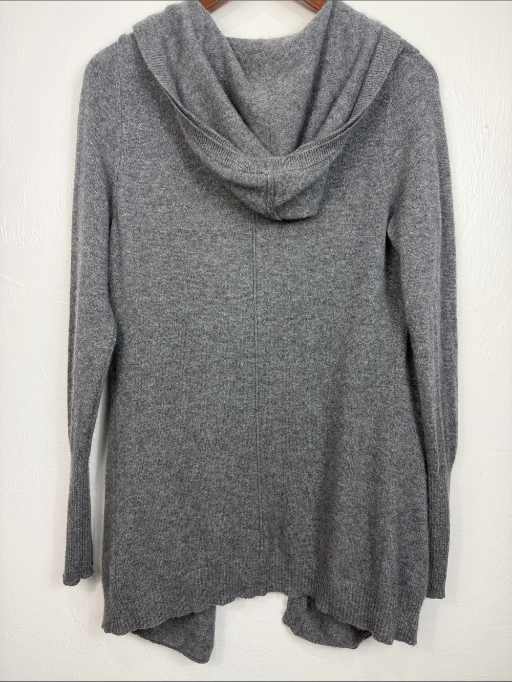Max Studio 100% Cashmere Hooded Open Front Long Cardigan Sweater Gray M - Picture 4 of 8
